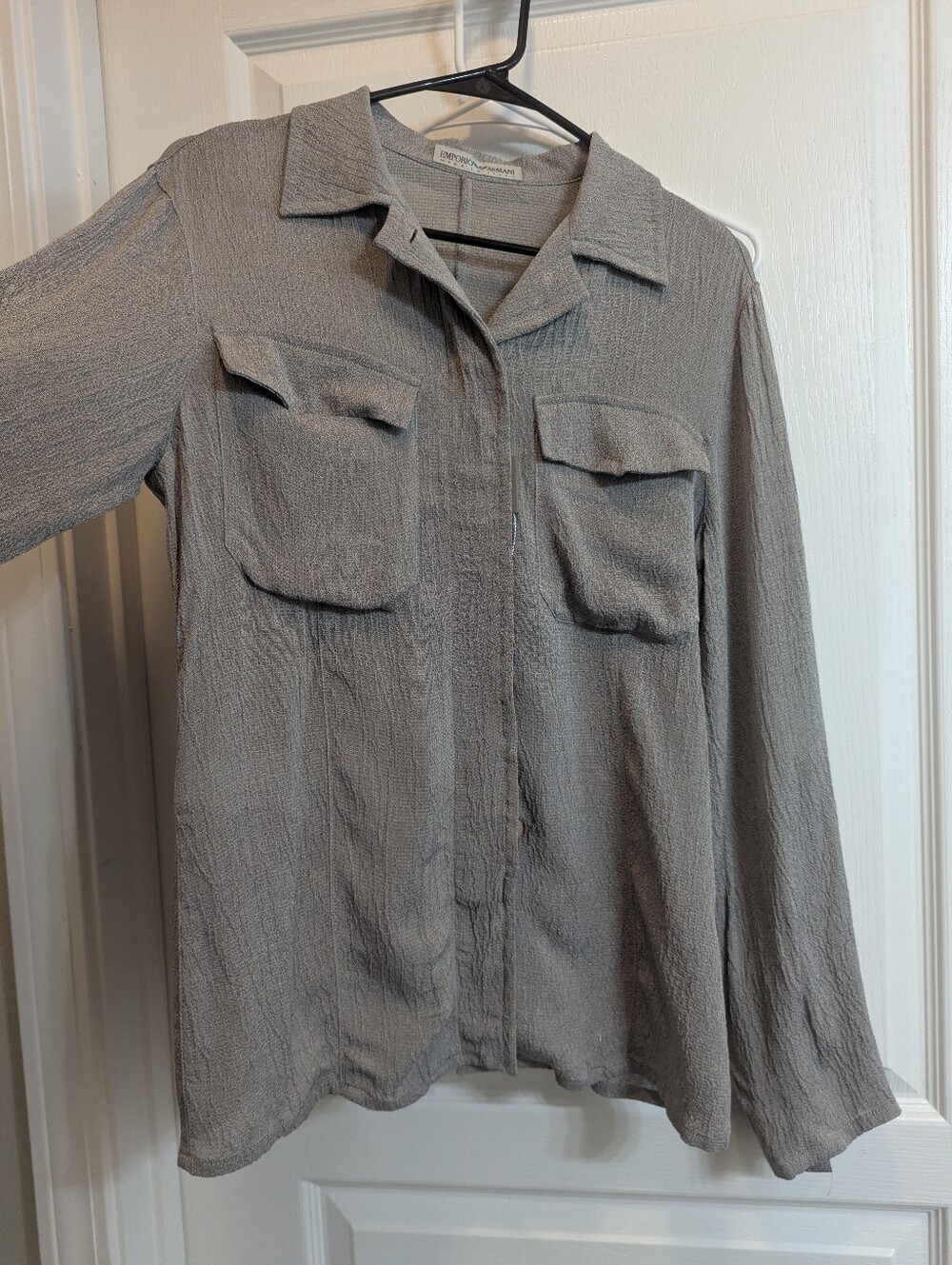 Emporio Armani Women's Grey Textured Utility Shirt